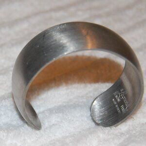 LEONARD Pewter Open Bangle 6 1/4" w/1" Opening & 1" Wide